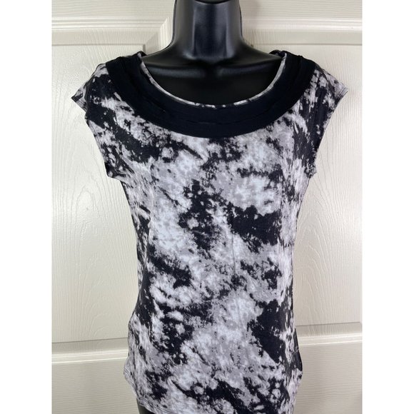 Ann Taylor Top Womens Sleeveless Black Multi Cotton Modal Round Neck Size Small - Picture 3 of 10